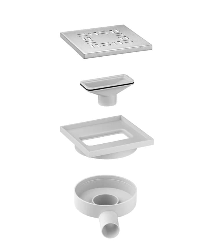 Bodenablauf  15x15 cm Kunststoff mit Edelstahl